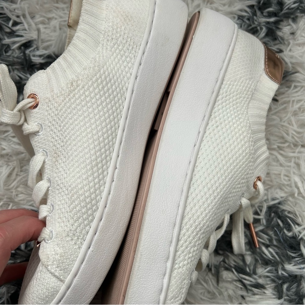 Michael by Michael Kors White and Gold Skyler Laceup Sneaker - Picture 4 of 8